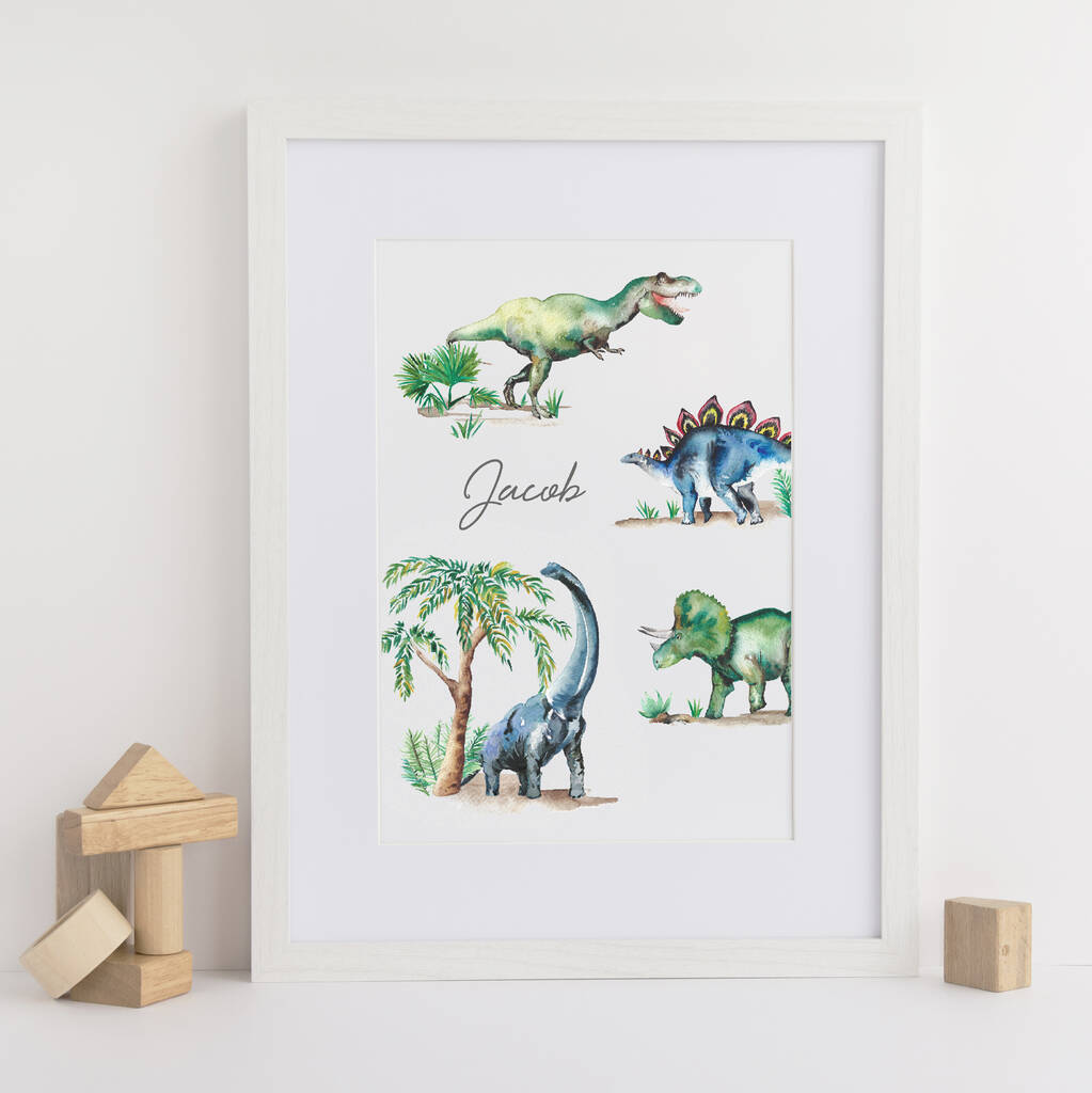 Personalised Dinosaurs Children's Art Print, 1 of 6