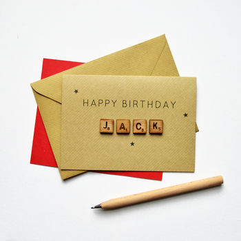 Personalised Birthday Wooden Tiles Card, 2 of 2
