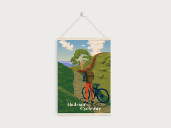 Hadrian's Cycleway Cycling Travel Poster Art Print, 6 of 8