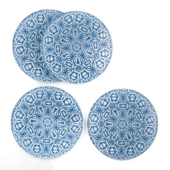 'Blue Turkish Flower' Heavyweight Glass Coaster Set, 5 of 10