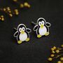 Girls Sterling Silver Penguin Stud Earrings, thumbnail 5 of 8