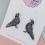 Black Pigeon Glitter Resin Earrings, thumbnail 3 of 4