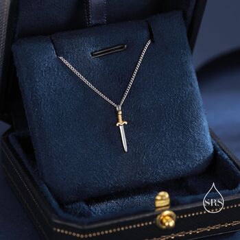 Sterling Silver Tiny Sword Pendant Necklace, 3 of 12