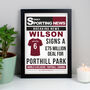 Personalised Football Signing Newspaper Framed Print, thumbnail 2 of 9
