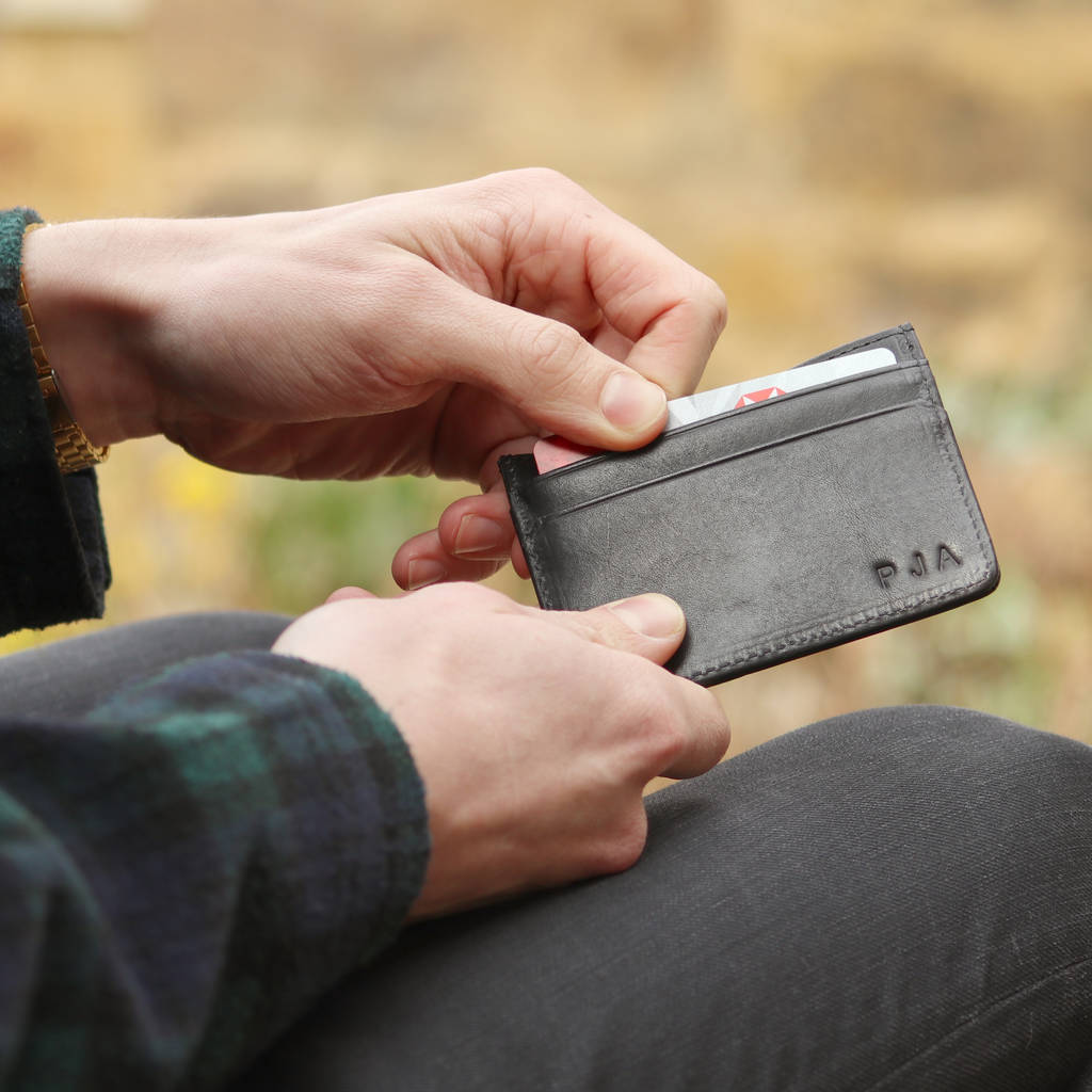 personalised leather wallet and card holderthe british