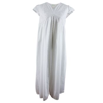 Ladies White Cotton Lace Panel Nightdress 'Valerie', 6 of 6