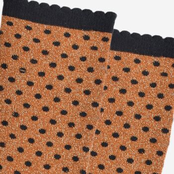 Women's Glitter Socks Pumpkin Small Polka Dots, 3 of 5