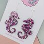 Large Seahorse Glitter Resin Earrings, thumbnail 3 of 8