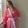 Long Cotton Kimono Jaipur Floral Magenta And Orange, thumbnail 2 of 3