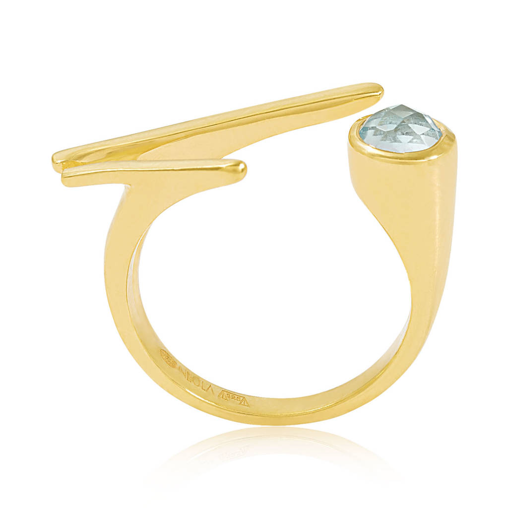 Gold Vermeil Ring With Blue Topaz Roxanne By NEOLA | notonthehighstreet.com