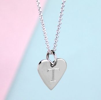 Sterling Silver Initial Heart Pendant, 3 of 4