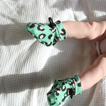 Pink And Green Leopard Print Baby Bootie Slipper, 7 of 7