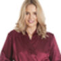 British Made Burgundy Long Satin Dressing Gown With Lace Detail Ladies Size 8 To 28 UK, thumbnail 3 of 5