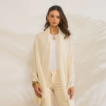 Ivory 100% Cashmere Travel Wrap Gift Boxed, 4 of 11