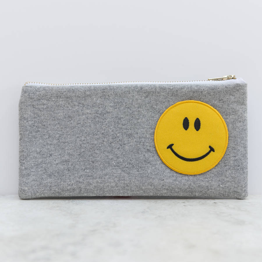 Smiley Face Badge Personalised Zip Pouch By Gemima London ...