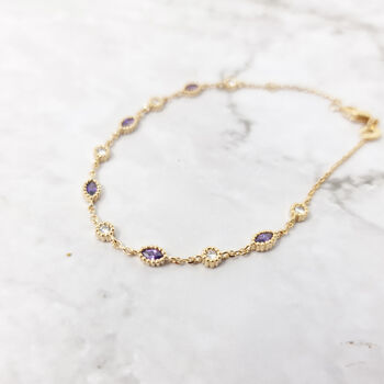 Gold Vermeil Plated Amethyst And White Topaz Bracelet, 5 of 8