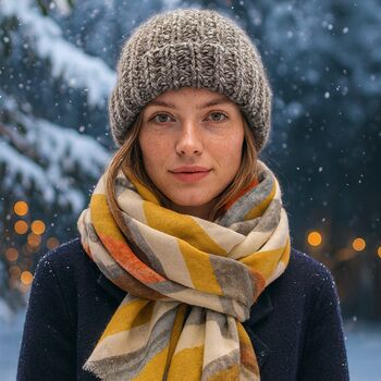 Mustard Abstract Stripes Print Scarf, 3 of 6