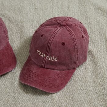 Personalised Vintage Burgundy Adult Cap, 2 of 12