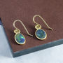 Black Opal October Birthstone Rose/Gold Plated Earrings, thumbnail 1 of 9