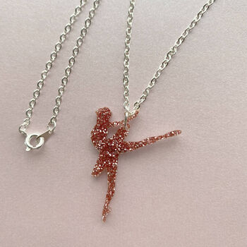 Glitter Pink Ballerina Necklace, 2 of 3