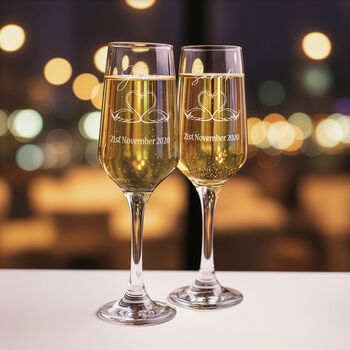 Wedding Anniversary Swans Champagne Flutes And Bottle Butler Gift Set, 11 of 11