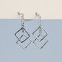 Sterling Silver Square Dangle Stud Earrings, thumbnail 1 of 5