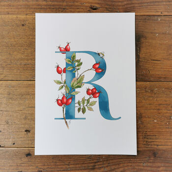 R Is For Rosehips Initial Print, Personalised, 4 of 10
