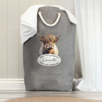 Personalised Highland Cow Laundry Storage Bag, 3 of 6