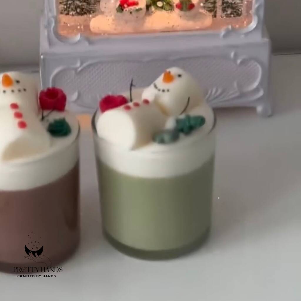 Personalised Gift Box Of Hot Chocolate Matcha Latte With Marshmallow Candle, 1 of 3