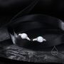 White Opal Cz Huggie Hoop Earrings In Sterling Silver, thumbnail 1 of 8