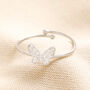 Adjustable Stainless Steel Butterfly Ring In Silver, thumbnail 1 of 2
