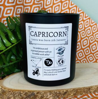 Personalised Capricorn Horoscope Star Sign Candle, 3 of 11