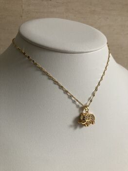 18 K Gold Plated Elephant Necklace, 4 of 6