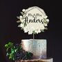 Personalised Floral Design Wooden Wedding Cake Topper, thumbnail 2 of 3