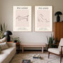 Picasso Set Of Two Pink Cat And Dog Art Prints, thumbnail 1 of 4