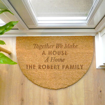 Personalised Text Half Moon Indoor Doormat, 2 of 7
