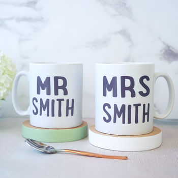 Personalised Mr And Mrs Wedding Mugs, 2 of 5