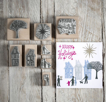 Christmas Greeting Rubber Stamps, 2 of 5