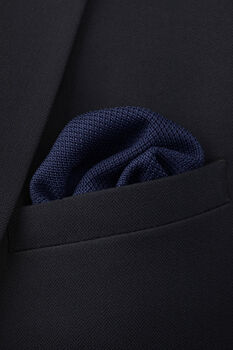 Wedding Handmade Polyester Knitted Pocket Square In Navy Blue, 3 of 12