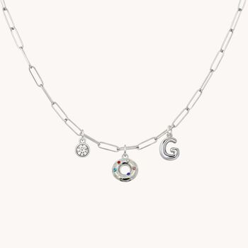Charm Builder™ Silver Paperclip Chain Multi Charm Necklace, 2 of 10