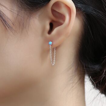 Sterling Silver White Opal And Chain Ear Jacket, 7 of 11