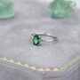 Sterling Silver One Carat Emerald Green Cz Oval Cut Ring, thumbnail 6 of 11