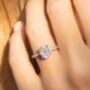 Two Ct Oval Solitaire Moissanite Engagement Ring With Pavé Band, thumbnail 1 of 9