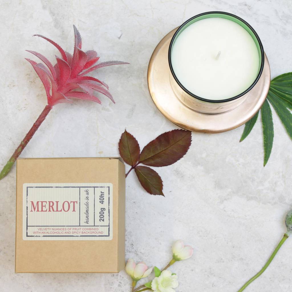 Merlot Red Wine Scented Candle In Green Glass By Hearth & Heritage