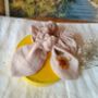 Bunny Bow Linen Scrunchies With Hand Embroidered Flower, thumbnail 5 of 10