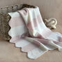 Personalised Cashmere Striped Baby Blanket With Scalloped Edges, thumbnail 5 of 8