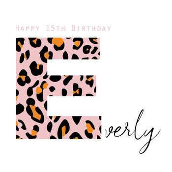 Happy Birthday Initial Leopard Print Greeting Card, 5 of 12