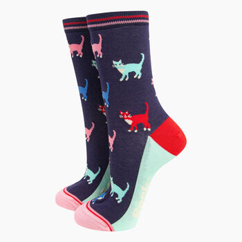Party Cats Bamboo Socks Gift Box Women's Pink Navy, 2 of 4