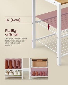 Hall Tree Bench Shoe Storage Coat Rack Shelves, 5 of 8