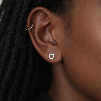 Sterling Silver Brushed Circle Stud Earrings – 5mm, 5 of 10